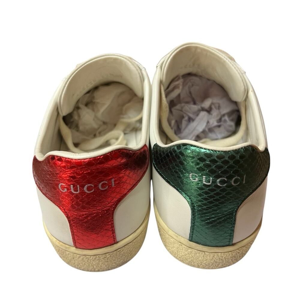 Gucci Ace Hearts Web Stripe Sneakers White Leather Low Top EU 37.5 US 7.5 - Picture 5 of 12